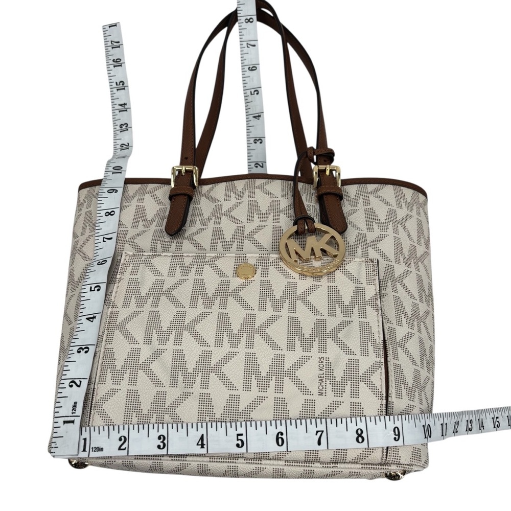 Michael Kors Jet Set Signature Logo Vanilla Tote Bag - Picture 9 of 10